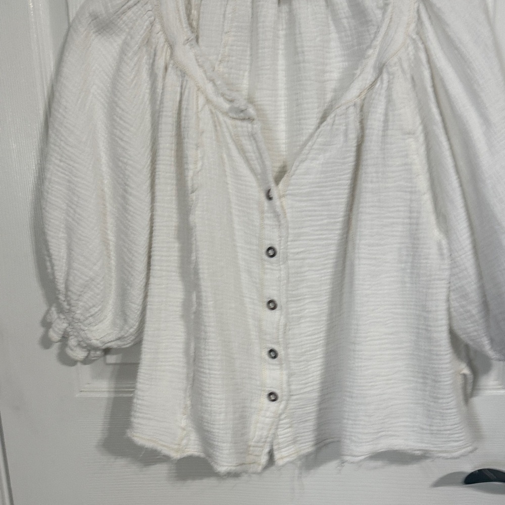We The Free Cream Button-Up Blouse